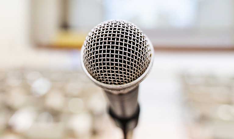 A closeup of a microphone