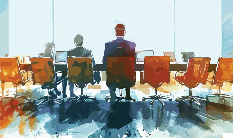 an artistic rendering of a board room