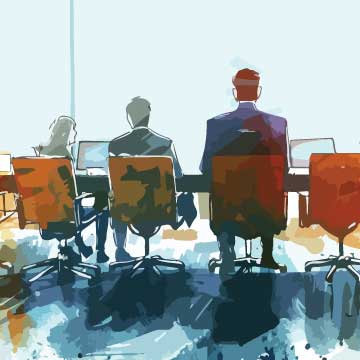 abstract rendering of a board room
