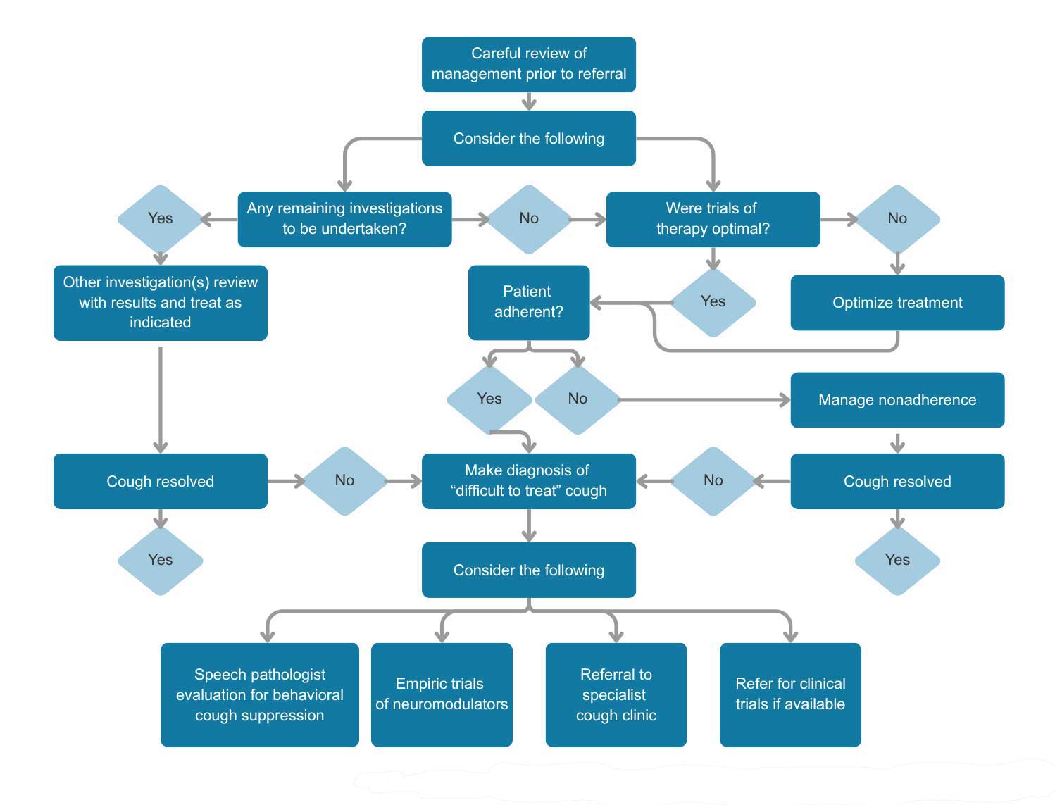 Algorithm for evaluating and managing chronic cough with interactive hotspots that open additional guidance