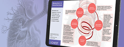 Biomarkers in Bronchiectasis infographic on a tablet