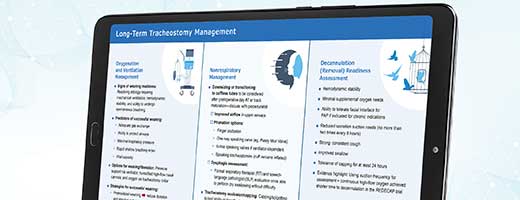 A tablet with an image of the infographic on long-term tracheostomy management