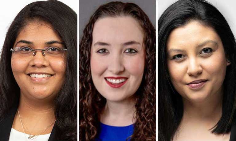 Headshots of Sruthi Sekaran, MD; Megan E. Fisher, MD; Nehan Sher, MD