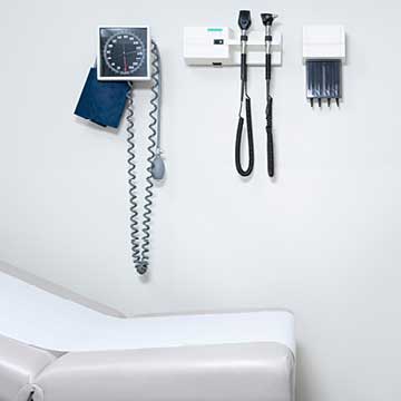 A patient room at a hospital clinic